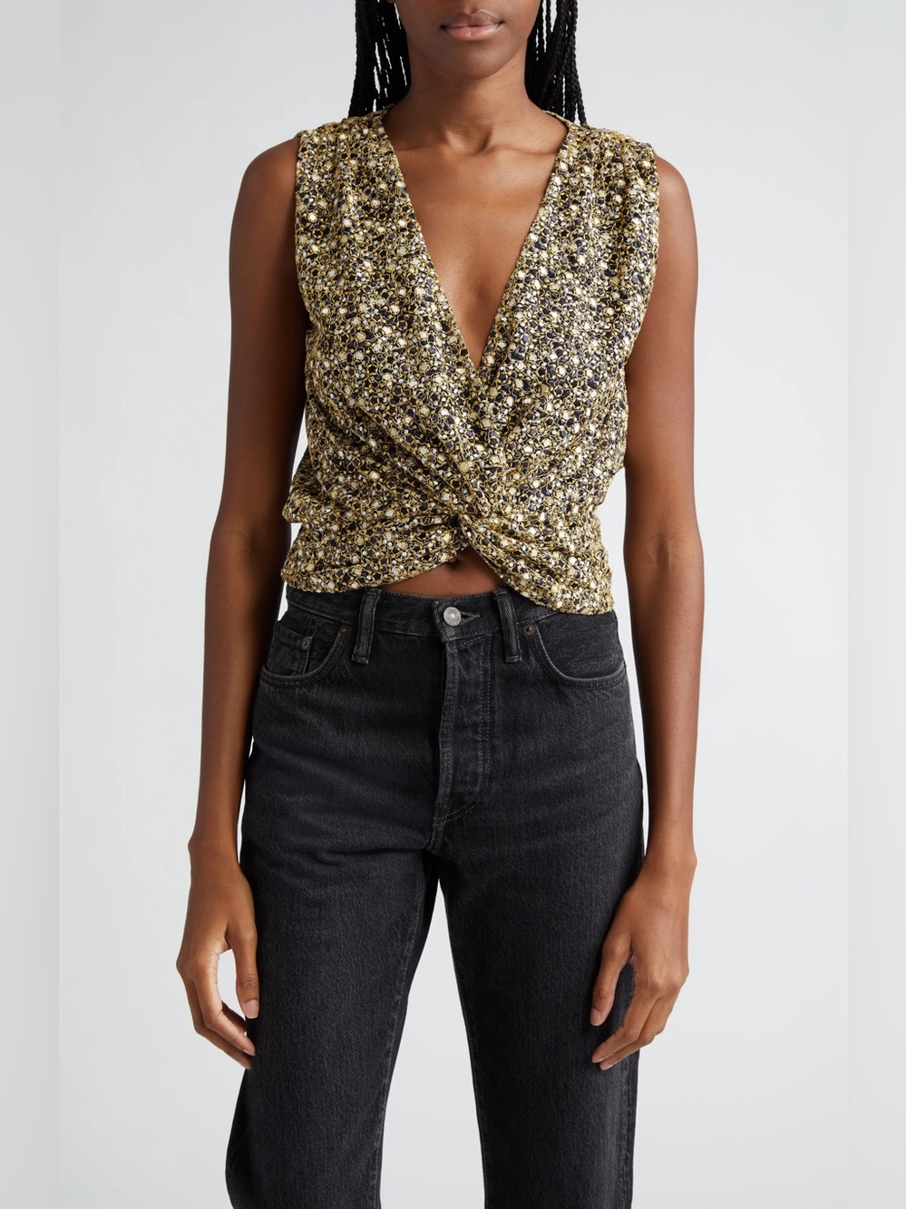 NWOT RAMY BROOK Virginia Metallic
Embroidery Drape Top
Size Small